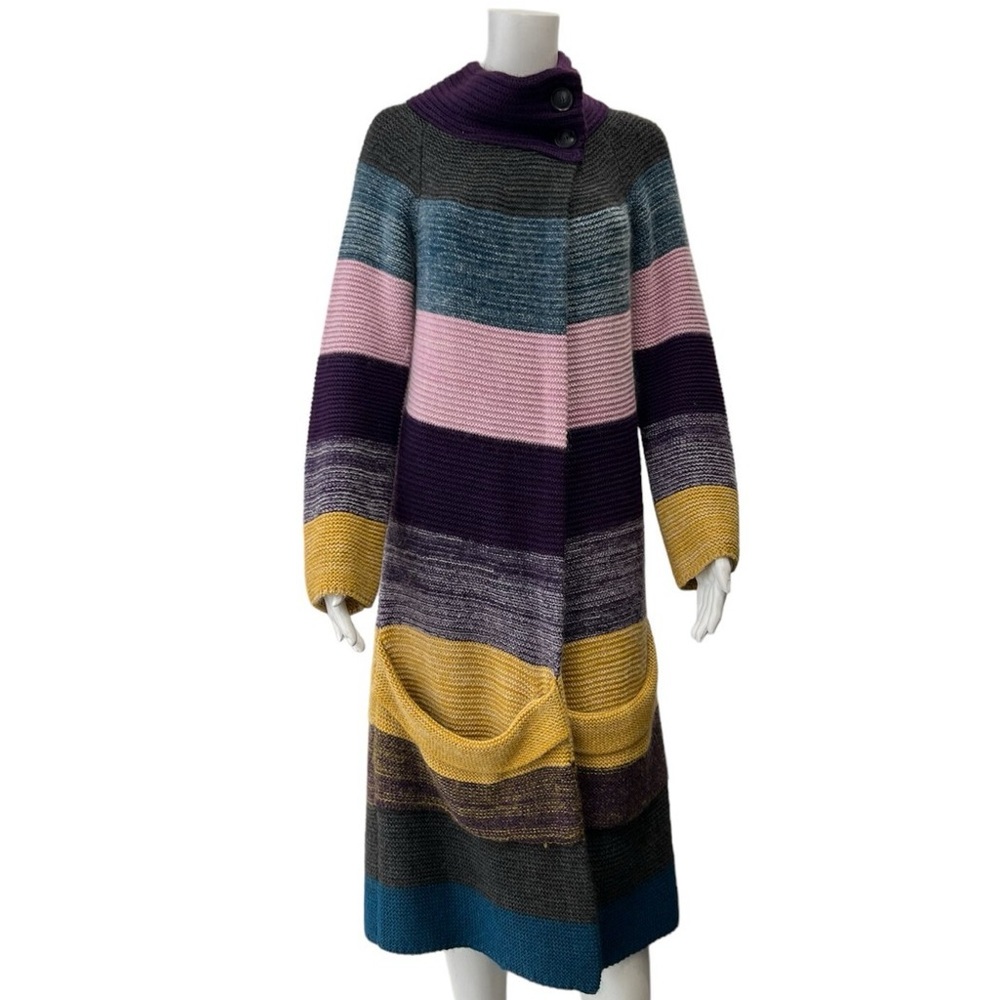 Theory Colorful Striped Cardigan sz L - Picture 4 of 9